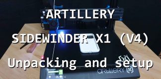 ARTILLERY SIDEWINDER X1 Version 4 – Short overview of unpacking and setup
