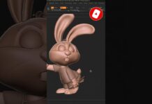 Cute Rabbit 3d model zbrush #3d #rabbit #3dprinting #zbrush #shorts