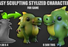 Timelapse sculpting stylized character for game in ZBrush