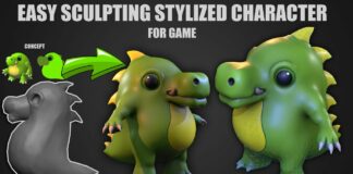 Timelapse sculpting stylized character for game in ZBrush