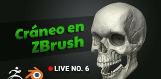 Cráneo en ZBrush No. 6 – Pintura y Render