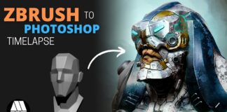 ZBrush to Photoshop Timelapse – ‘Alien Warrior’ Bust Concept