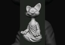 Cute Cat #3d #zbrush #3dprinting #3dmodel #3dprint #3dart