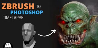 ZBrush to Photoshop Timelapse – ‘Ork Bust’ Concept