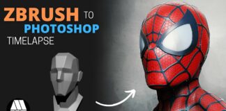 ZBrush to Photoshop Timelapse – ‘Spider-man’ Bust Concept