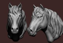 Simple horse head speed sculptig timelaps Zbrush