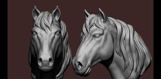 Simple horse head speed sculptig timelaps Zbrush