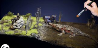How to make zombie crocodile Diorama|Zbrush|3D printer|Polymer Clay|Epoxy resin|DIY |tutorial