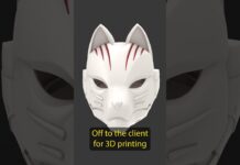 🦊Cyber Kitsune Helmet Commission #zbrush #autodeskmaya #3dprinting