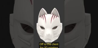 🦊Cyber Kitsune Helmet Commission #zbrush #autodeskmaya #3dprinting