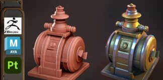 Stylized Machine in Zbrush 2024, Autodesk Maya 2024, Substance 3D Painter