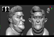 FAT MALE STYLIZED HEAD HAIR IN ZBRUSH 02
