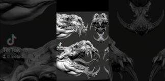 Hellhound – Concept Art, Design Head and paws#3dart #zbrush #zbrushsculpt #creature #creatureart