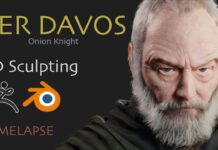 Creating 3D Model Ser Davos Seaworth TIMELAPSE with #zbrush #blender