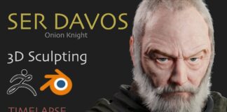 Creating 3D Model Ser Davos Seaworth TIMELAPSE with #zbrush #blender