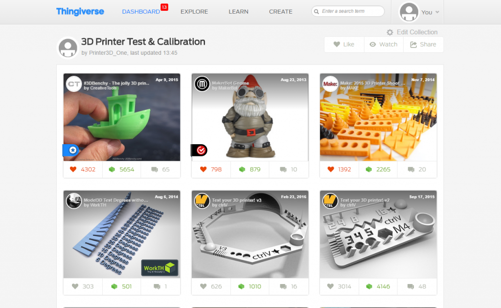 3D Printer Test Calibration collection Thingiverse benchy gnome temp extruder printer3d one