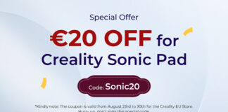 Get €20 OFF Creality Sonic Pad Control Screen based on Klipper, compatible with most FDM printers.